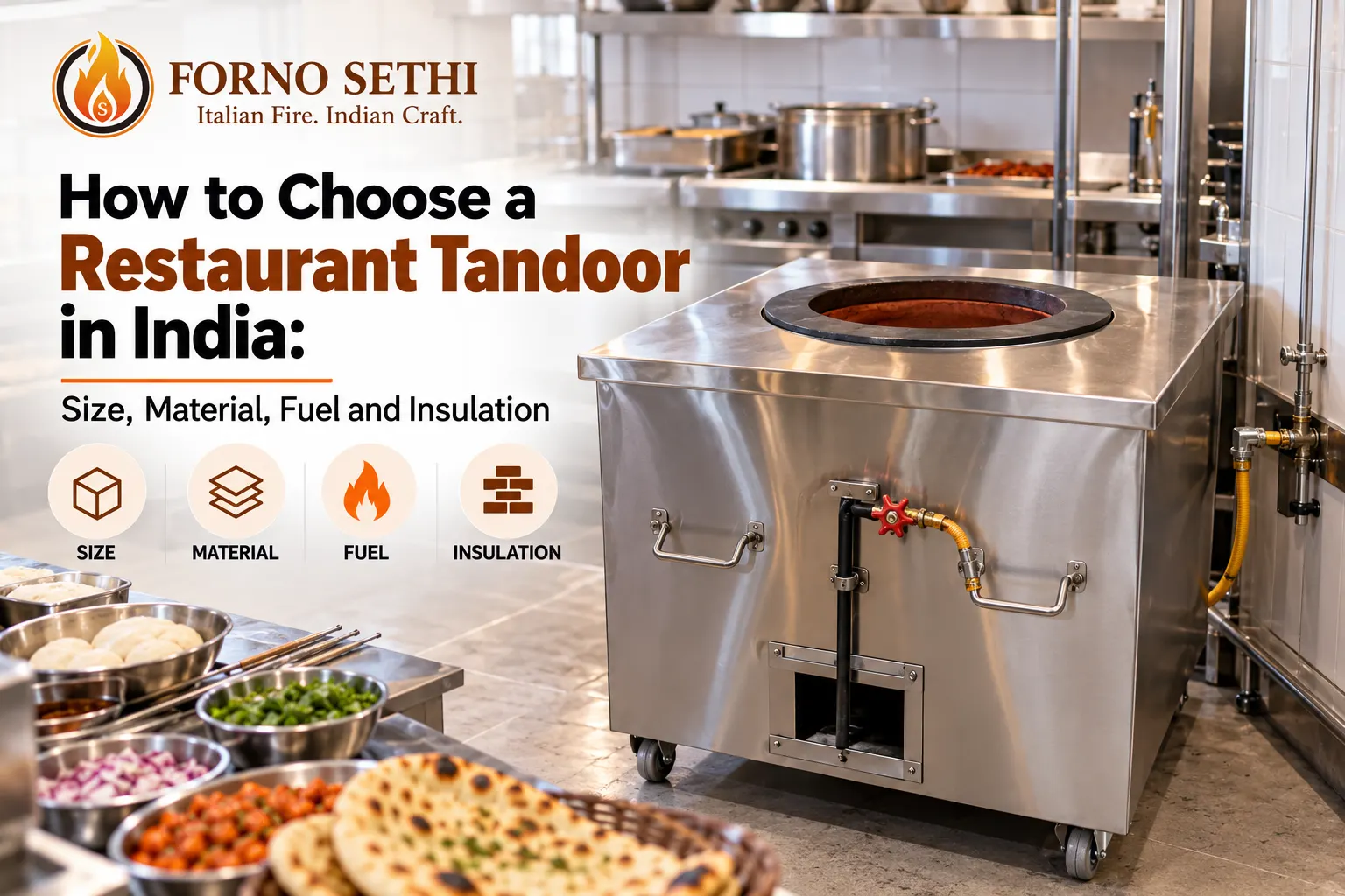 Commercial square tandoor in a restaurant kitchen